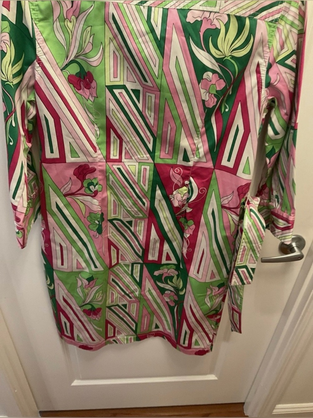 Talbots Women’s Pink & Green Geometric Floral Dress - Picture 8 of 9